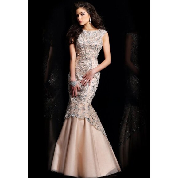NEW Luxury Designer Wedding Evening Cocktail Party Prom Dress Beaded Runway Gown - Picture 1 of 16